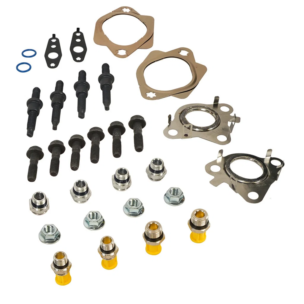 1043002 – BD DIESEL Turbocharger Installation Kit, For Installing BD Diesel #1043001 Exhaust Manifold With 8 Coolant ...